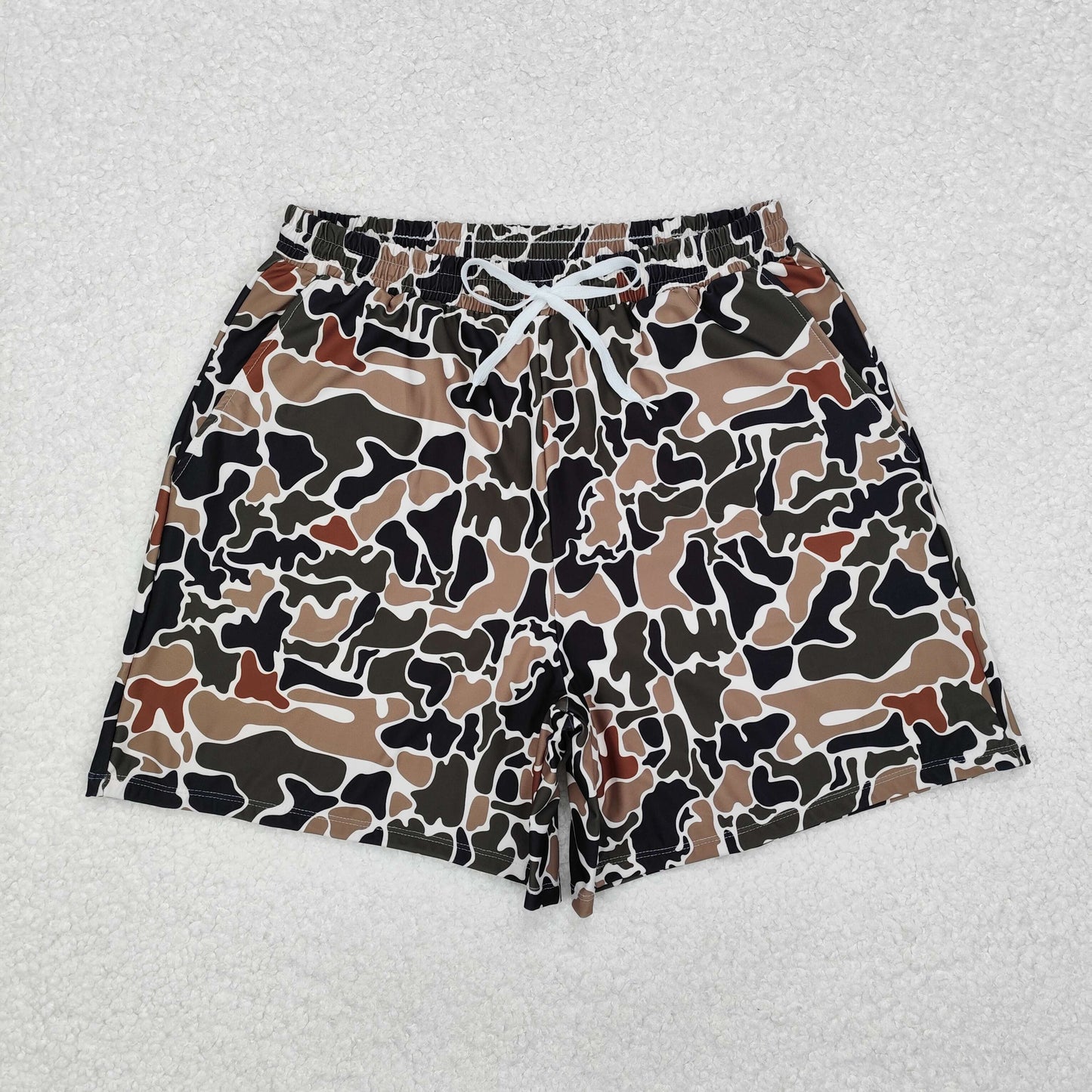 Men’s dark camo swim trunks