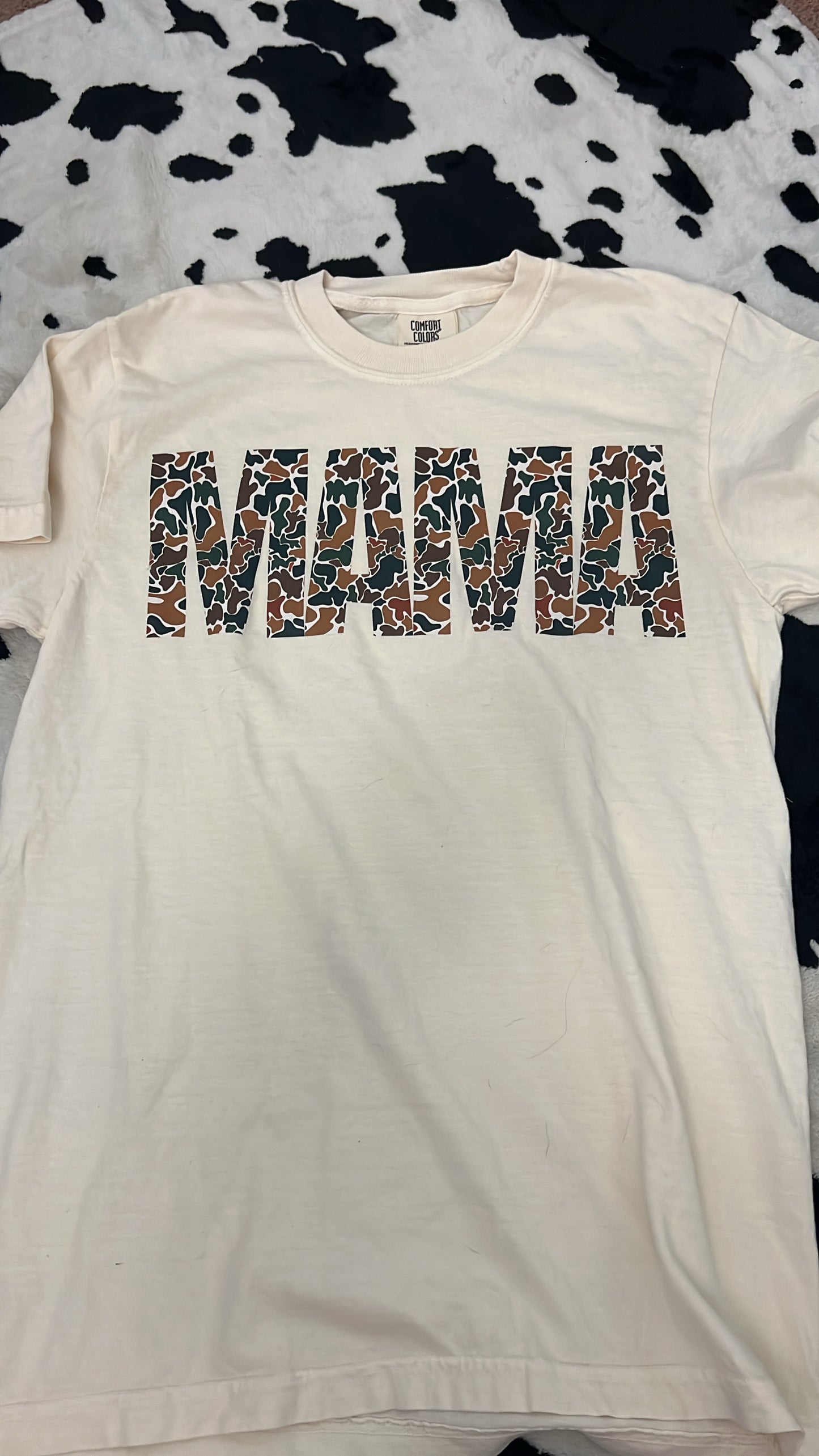 dark camo mama tee or crew