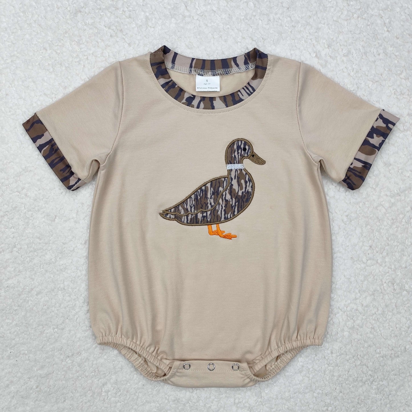 Green camo duck boys romper