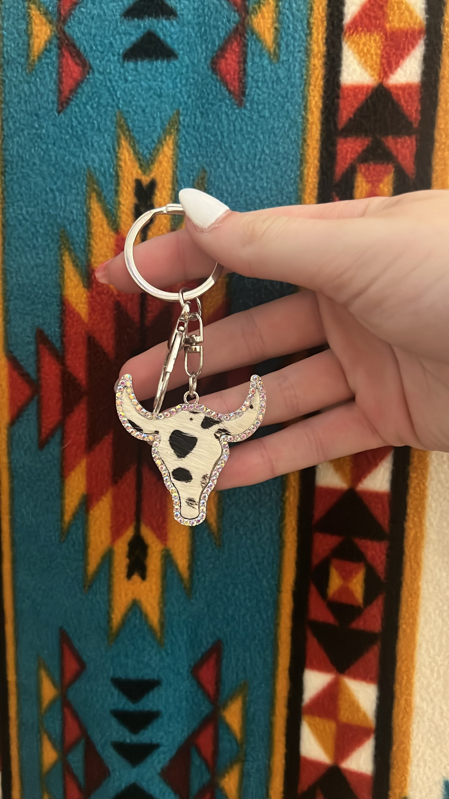 Cowhead cowprint keychain