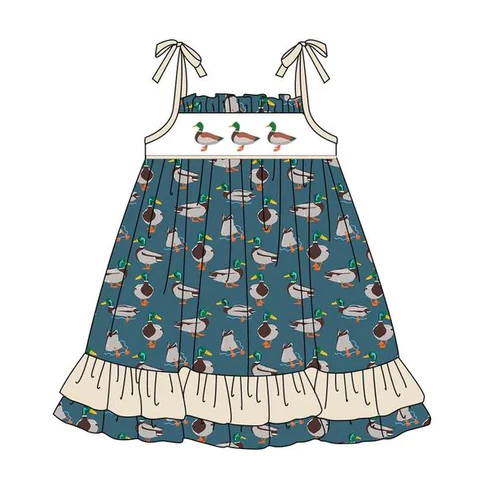 Girls mallard dark blue dress