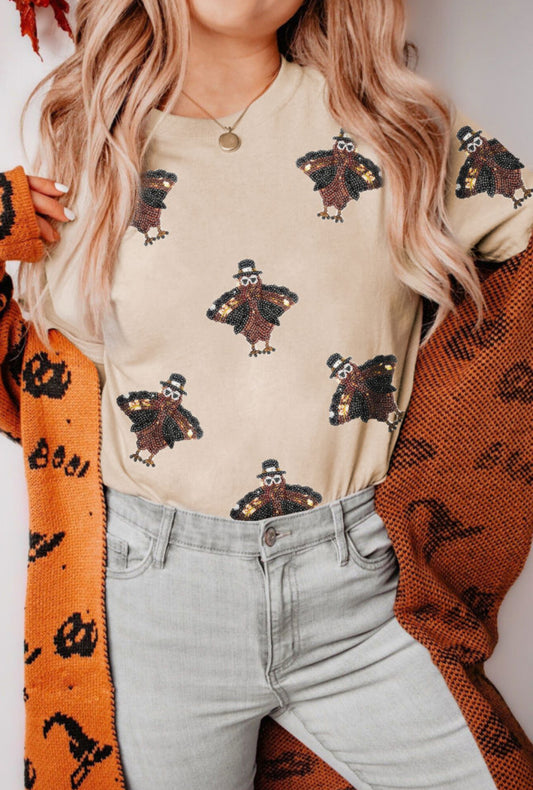 Sequined turkey tee