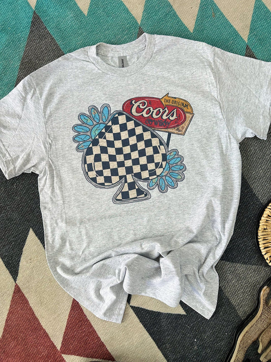 Checkered spade coors tee