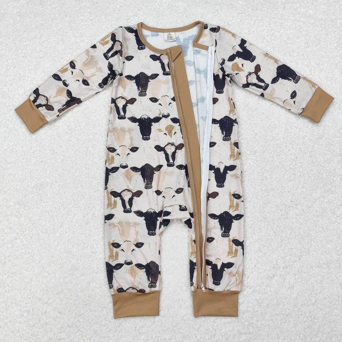 Cow bamboo zip up