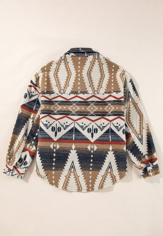 Geometric Half Button Long Sleeve Sweatshirt