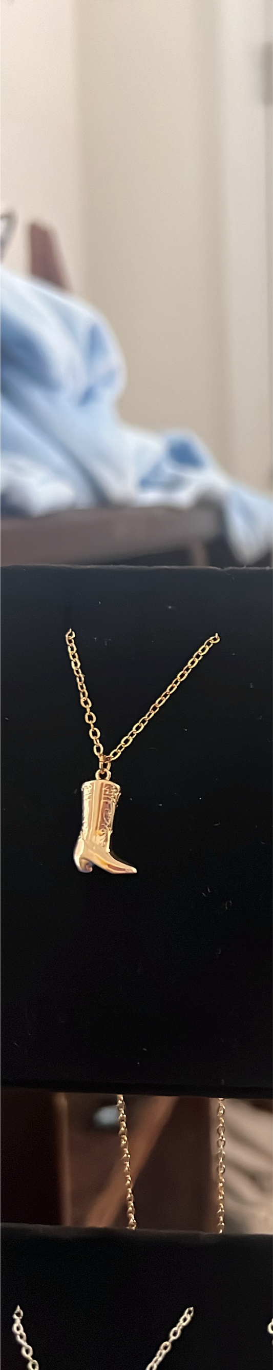 Gold boot necklace