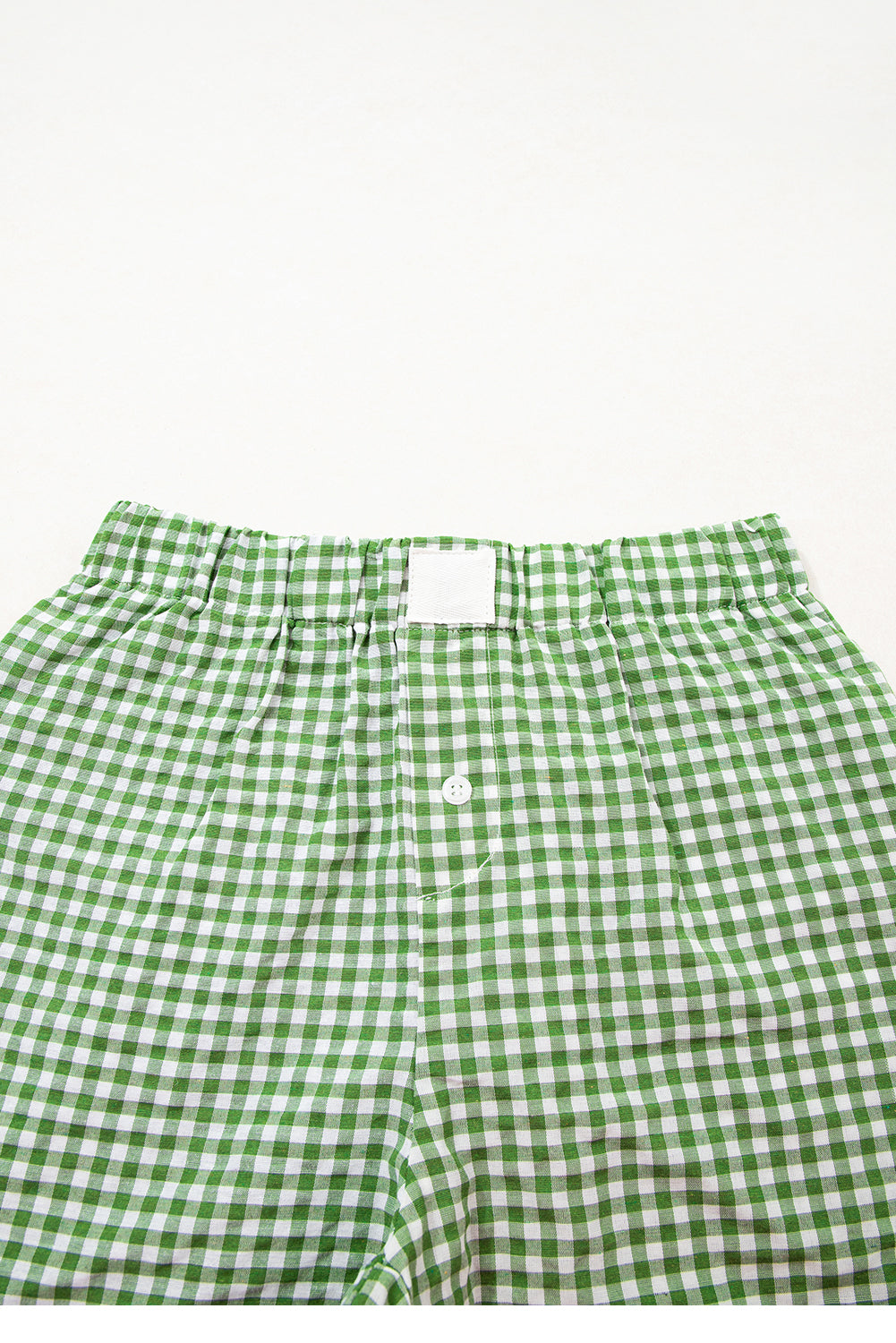 Fern Green Gingham Printed High Waist Shorts